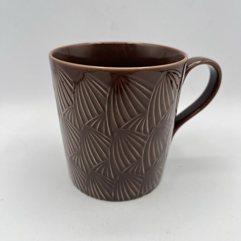STARBUCKS 2009 Design House Stockholm Brown Fan Shell Textured 16oz Coffee Mug